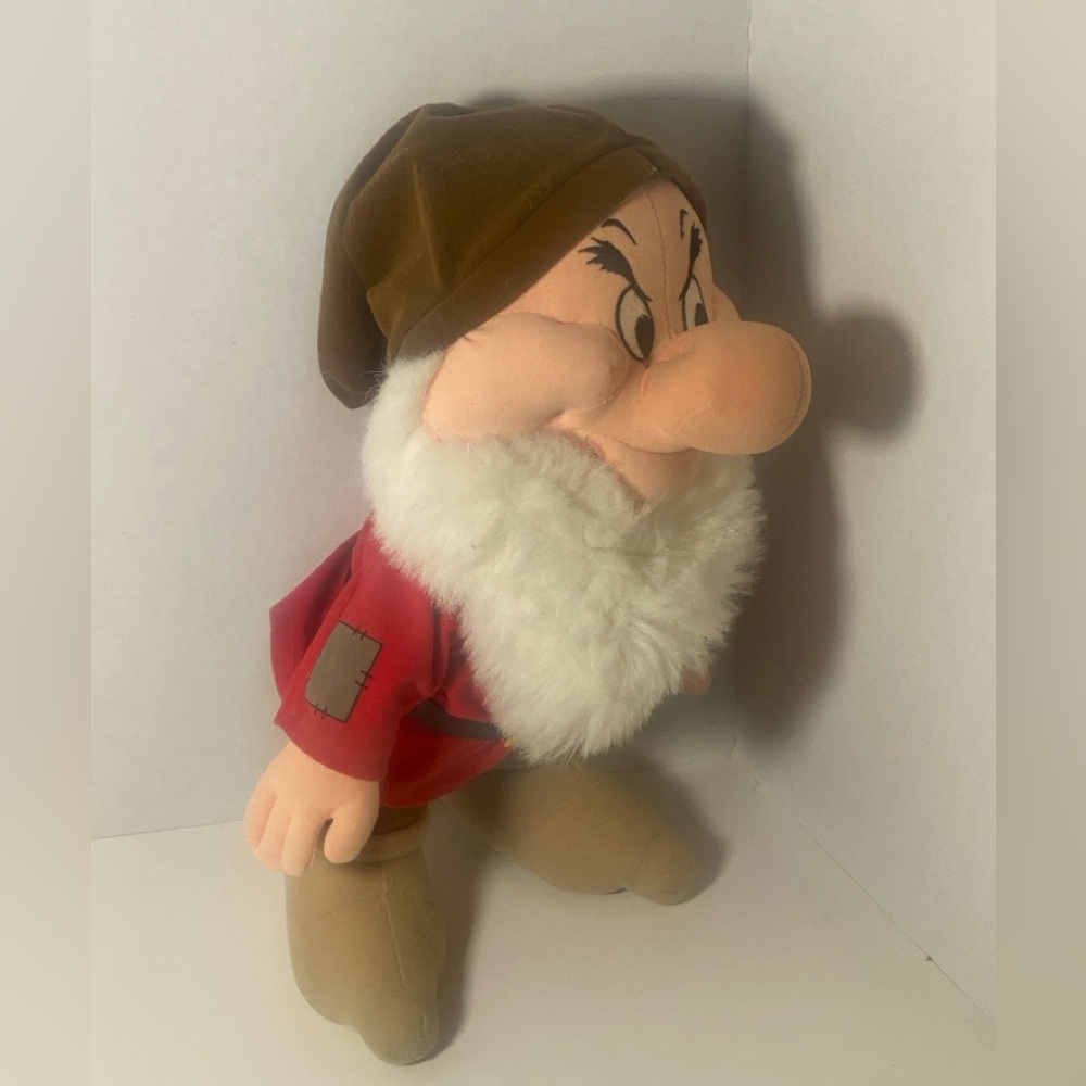 Grumpy Plush Dwarf Toy with Red Jacket Snow White Stuffed Animal Disney 14"